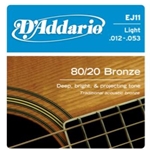 D'Addario EJ11 80/20 Bronze Acoustic Guitar Strings, Light, 12-53